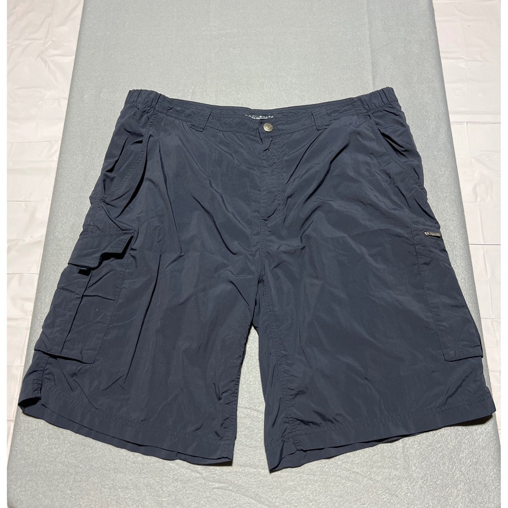 Columbia Mens Omni-Shade Cargo Shorts Navy Blue Ripstop Hiking Fishing 42W 12L